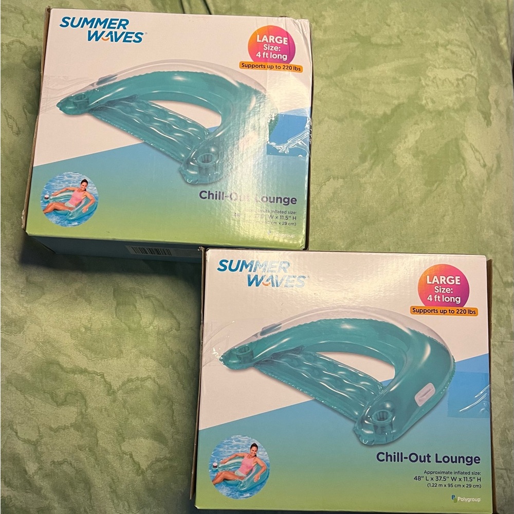 Set of 2 NWT Summer Waves Chill Out Lounge Pool Floaties